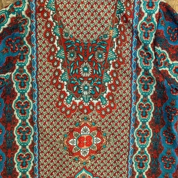 FLORAL AND PAISLEY SHIFT DRESS WITH TASSELS SMALL NWOT - Picture 4 of 16